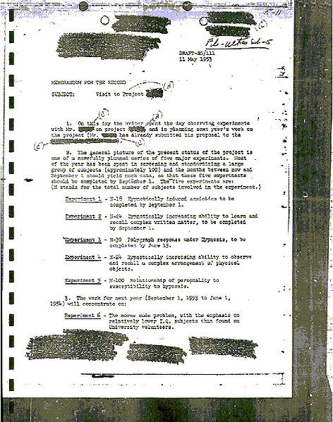 1953 MKUltra experiment record